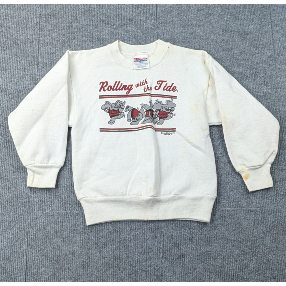 Vintage UA Sweatshirt Kids Small Bama Crimson Tide 80s Football Retro Sportswear